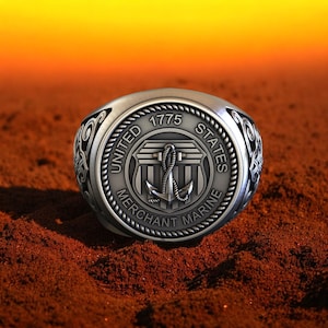 Sterling Silver Merchant Marine Ring: US Navy Anchor Signet