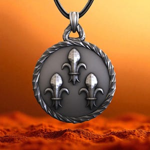 Sterling Silver Fleur De Lis Necklace: Medieval Heraldic Pendant
