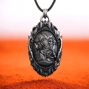Handmade Sterling Silver Pirate Necklace: Treasure Ship & Sword Pendant