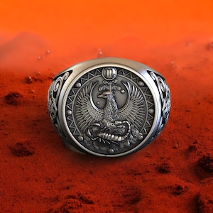 Scorpio Zodiac Ring: Sterling Silver Phoenix, Gothic Astrology Jewelry