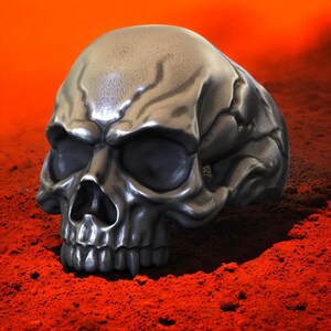 Skull Ring, Gothic Biker Ring, Stainless Steel Mens Jewelry, Heavy Metal Skull Signet, Handmade Punk Rock Jewelry, Unique Gift for Him