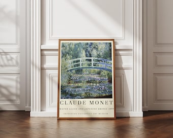 Claude Monet Näckrosor och japansk brotryck, utställningstryck, vintagekonstaffisch, textilkonsttryck, Monetkonst, vintage väggkonst