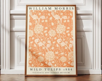 William Morris Vilda Tulpaner Tryck, Utställningstryck, Vintage Konstaffisch, Textilkonsttryck, William Morris Konst, Vintage Väggkonst