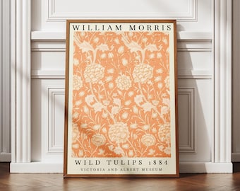 William Morris Vilda Tulpaner Tryck, Utställningstryck, Vintage Konstaffisch, Textilkonsttryck, William Morris Konst, Vintage Väggkonst