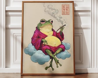 Japanese Matsumoto Hoji Frog, Vintage Frog Woodblock Poster, Ukiyo-e Frog Print, Japanese Frog Printable Wall Art, Japandi Wall Art