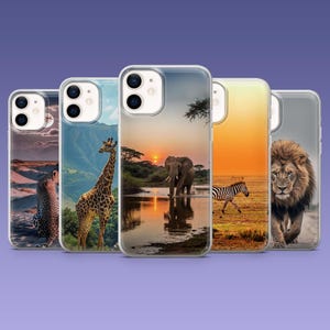 Jungle Animals Phone Case Safari Wildlife Cover for iPhone 17, 16, 15Pro, 14, 13, Samsung S25, S24, S23, S22, A16, A35, A55, Pixel 10Pro, 9A