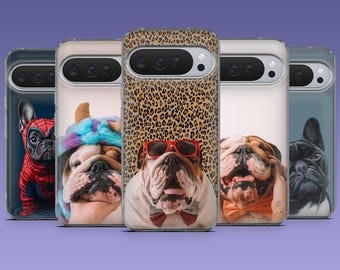 Funda para móvil con diseño de bulldog, divertida y adorable, compatible con Google Pixel 10 Pro XL, 10 Pro, 10, 9 Pro, 9A, 9, 8, 7, 6, Samsung S25Fe, S24, A17, A16, iPhone 17 Pro