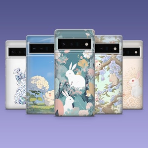 Bunny Phone Case Rabbit Bunnie Cover for Google Pixel 9, 9A, 9Pro, 8A, 8, 7A, 7, 6A, Samsung S25, S24Fe, S23, A16, A56, A55, iPhone 16Pro