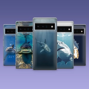 Shark Phone Case Great White Ocean Predator Cover for Google Pixel 10, 10Pro, 9A, 9Pro, 8Pro, 7A, Samsung S25, S24,S23, A16, A55,  iPhone 17