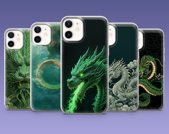 Funda para teléfono Green Dragon con diseño de bosque fantástico para iPhone 17, 16e, 15, 14, 13, 12, Samsung S25, S24, S23, A17, A16, A56, Pixel 10 Pro, 9 Pro, 9A
