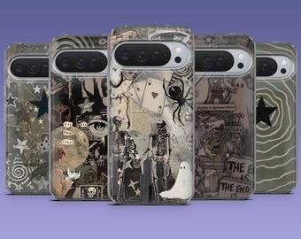 Funda de teléfono grunge gótica Y2K para Google Pixel 10Pro, 9Pro, 8A, 8Pro, 7Pro, 6A, Samsung S25, S24, S23, A16, A56, A36, iPhone 17Pro, 17