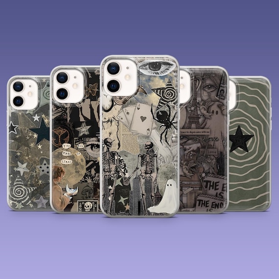 Grunge Phone Case Vintage Stars Edgy Y2K Cover for iPhone 17, 16e, 15, 14, 13, Samsung S25, S24, S23, S22, A16, A35, A55, Pixel 10Pro, 9A, 8