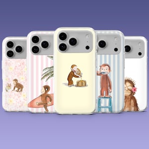 Roligt apa-mobilskal med babyapa för iPhone 17, 16e, 15, 14, 13, 12, Samsung S25, S24Fe, S23, S22, A16, A56, A54, Pixel 10Pro, 9, 9Pro