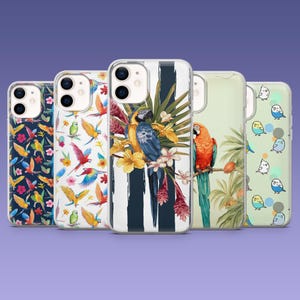 Jungle Phone Case Tropical Parrot Cover for iPhone 17, 16, 15, 14, 13, 12, Samsung S25, S24Fe, S23, S22, A16, A56, A54, Pixel 10Pro, 9A, 8A