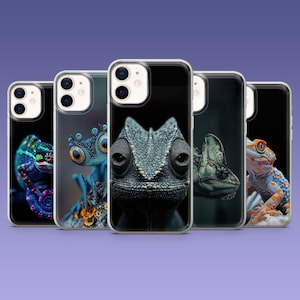 Chameleon Phone Case Exotic Animal Gecko Cover for iPhone 17, 16, 15, 14, 13, 12, Samsung S25, S24, S23, S22, A16, A56, A54, Pixel 10Pro, 9A