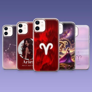 Aries Zodiac Phone Case Astrology Ram Symbol Cover for iPhone 17, 16, 15, 14, 13, 12, Samsung S25, S24Fe, S23, S22, A16, A56, A54, Pixel 10