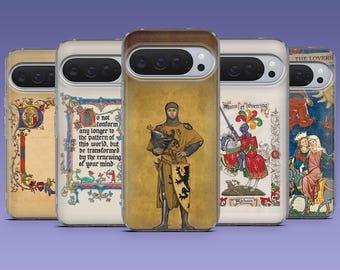 Funda para teléfono con diseño de arte medieval y estilo antiguo para Google Pixel 10 Pro XL, 10 Pro, 10, 9 Pro, 9A, 9, 8, 7, 6, Samsung S25, S24, A17, A16, iPhone 17, 16e