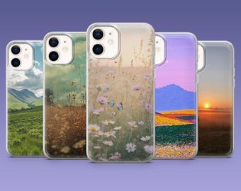 Funda para teléfono Meadow con diseño de campos de flores silvestres para iPhone 17, 16, 15, 14, 13, 12, Samsung S26, S25, S24Fe, S23, A16, A56, A54, Pixel 10Pro, 9A, 8