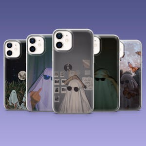 Cool Ghost Phone Case Spooky vibes Cover for iPhone 17, 16, 15, 14, 13, 12, Samsung S25, S24Fe, S23, S22, A16, A56, A54, Pixel 10Pro, 9A, 8A