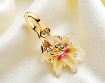 Tangled Sundrop Flower Glow-in-the-Dark Charm, Gold Plated Jewellery, Fits On Pandora Bracelet, Stylish Fairytale Accessory , Gift for Her