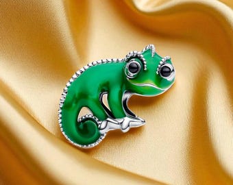 Tangled Pascal Colour-Changing Charm, Sterling Silver Bead, Chameleon Charm, Fits On Pandora Bracelet, Animal Charm, Lizard Charm