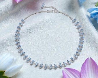 Blaue Schleife Halskette für Frauen, Sterling Silber Halskette Schmuck, Silber Statement Halskette für Frauen, Schleife Geschenk für sie, Schleife Schmuck