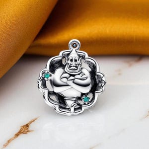 Charm of Aladdin Princess Jasmine & Genie Glow-in-the-Dark, Sterling Silver Charm, Fits On Pandora Bracelet, Gift For Women