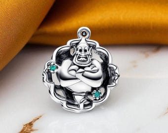 Charm of Aladdin Princess Jasmine & Genie Glow-in-the-Dark, Sterling Silver Charm, Fits On Pandora Bracelet, Gift For Women