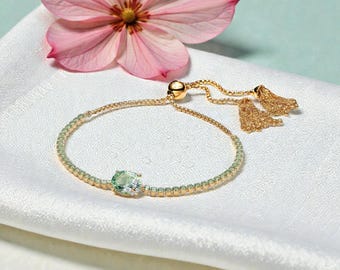 Butterfly Slider Tennis Bracelet for Women in 14K Gold Plated, Adjustable Bracelet for Her, Sparkling Butterfly Jewellery Gift for Her