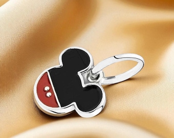 Mickey Mouse Dangle Charm, Sterling Silver Pendant For Women, Cute Mouse Jewellery, Fits On Pandora Bracelet and Necklace, Gift For Her
