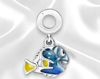 Dory Charm, Funny Fish Charm With Enamel, Finding Nemo Fish Pendant, Fits On Pandora Bracelet, Gift For Daughter, Finding Nemo Charm