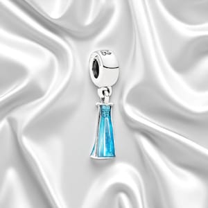 Elsa Kleid Charme Armband, Silber Prinzessin Kleid Charme für Armband, süße blaue Emaille Gefrorene Anhänger, passt auf Pandora Armband, Geschenk für Sie