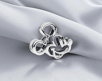 Charm colgante de Mickey Mouse, colgante de plata de ley, joya con personajes, compatible con pulseras Pandora.
