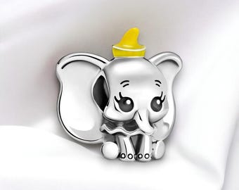 Cute Elephant Charm For Bracelet, Dumbo Elephant Charm Bracelet, Sterling Silver Pendant Jewellery, Fits Pandora Bracelet, Gift For Sister