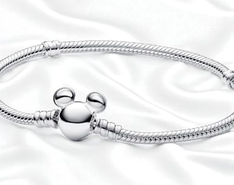 Mickey Mouse Verschluss Schlangenkette Armband, ausgefallener Luxusschmuck, perfektes Geschenk für sie, Bettelarmband