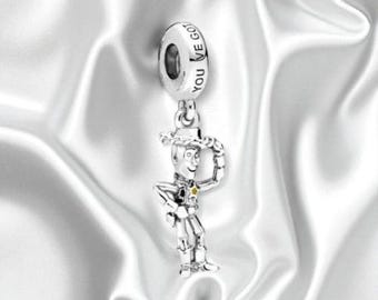 Cute Silver Woody Dangle Charm, Adorable Silver Toy Story Charm For Bracelet, Fits On Pandora Bracelet, Cowboy Charm, Gift For Sister