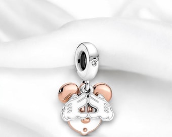 Mickey Mouse Charm, Dangle Mickey Bracelet Charm, Rose Gold Silver Mickey  Mouse Charm, Two Tone Pendant, Fits On Pandora Bracelet