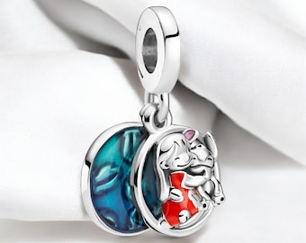 Silver Lilo Charm For Bracelet, Adorable Silver Stitch Charm For Bracelet, Fits On Pandora Bracelet, Bracelet Charm, Daughter Gift