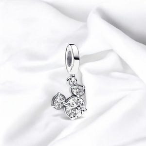 Adorable Mickey Mouse Charm For Bracelet, Mickey Charm, Pave Charm, Fits On Pandora Bracelet, Gift For Daughter