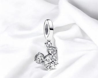 Adorable Mickey Mouse Charm For Bracelet, Mickey Charm, Pave Charm, Fits On Pandora Bracelet, Gift For Daughter