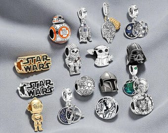 Charm de Star Wars, ideal para pulseras o collares personalizados. Un regalo único de ciencia ficción para ella. Compatible con pulseras Pandora.