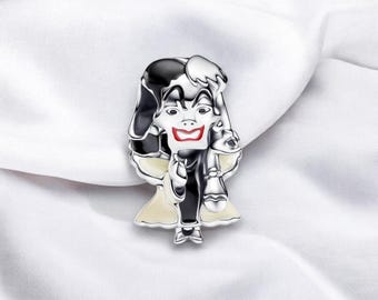 Elegante ciondolo Crudelia, ciondolo cattivo in argento sterling, ciondolo La carica dei 101, compatibile con bracciale Pandora, regalo per sorelle