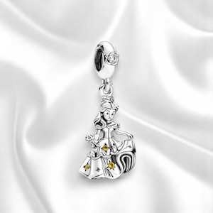 Dancing Belle Charm For Bracelet, Adorable Beauty & The Beast Charm Bracelet, Princess Pendant, Fits On Pandora Bracelet, Gift For Her