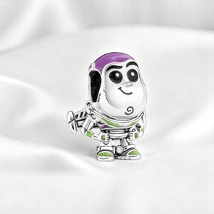 Charming Buzz Lightyear Charm, Silver Toy Story Charm, Fits On Pandora Bracelet, Bracelet Charm, Silver Enamel Charm, Gift For Her