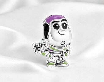 Charming Buzz Lightyear Charm, Silver Toy Story Charm, Fits On Pandora Bracelet, Bracelet Charm, Silver Enamel Charm, Gift For Her