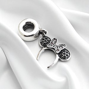 Minnie Headband Dangle Charm, Sterling Silver Minnie Mouse Charm, Cute Gift For Her, Cartoon Inspired Jewellery, Fits On Pandora Bracelet
