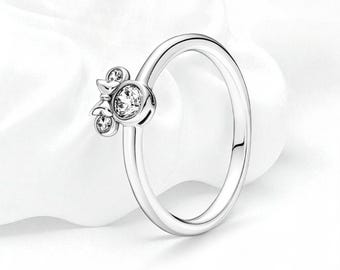 Pierścionek z głową Myszki Minnie, elegancka biżuteria dla kobiet, idealny prezent dla niej, srebrny pierścionek