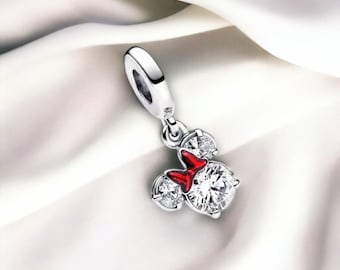 Lindo dije colgante de Minnie para pulsera, dije de Minnie Mouse para pulsera, compatible con pulsera Pandora, joyería brillante, regalo para hija