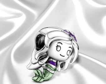Bonita pulsera mágica con dije de Ariel, dije de princesa de plata para pulsera, colgante de Sirenita, compatible con pulsera Pandora, regalo para ella.