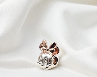 Minnie Mouse Charm For Women, Hallmarked Sterling Silver Jewellery, Fits On Pandora Bracelet, Cartoon-Inspired Pendant, Charm Gift For Her